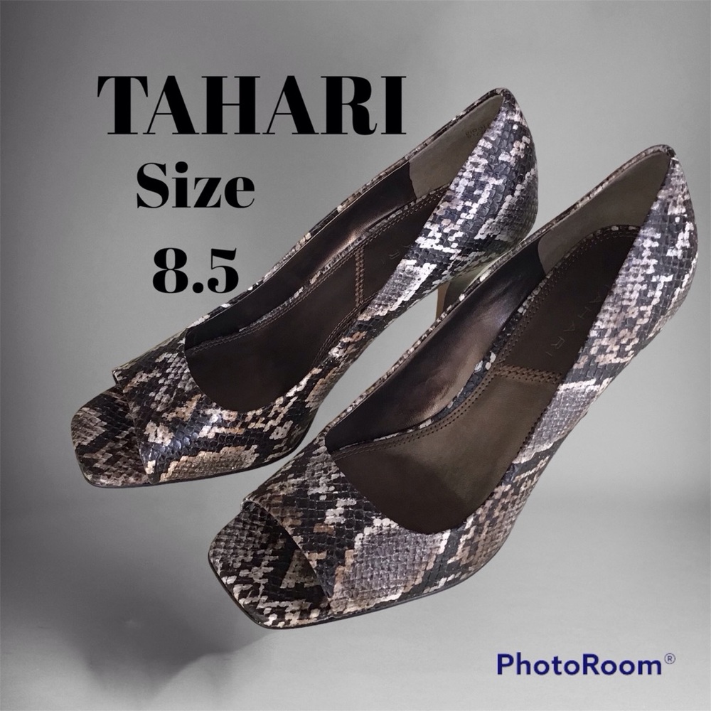 TAHARI Snake Print Heels